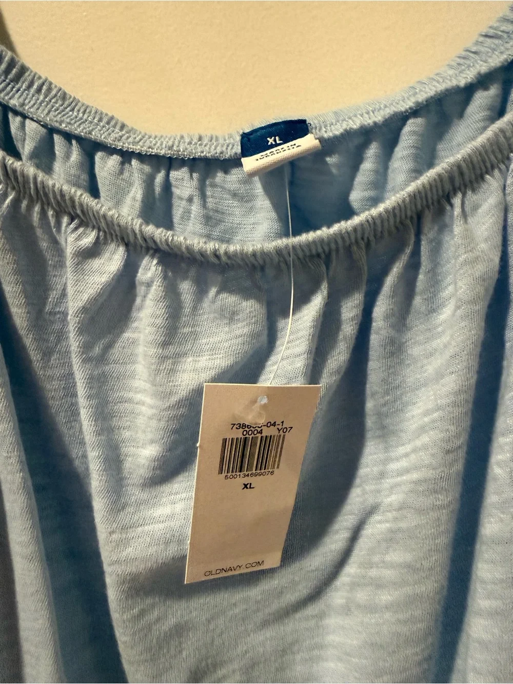 Old Navy Light Blue Puff Sleeve Peasant Top
